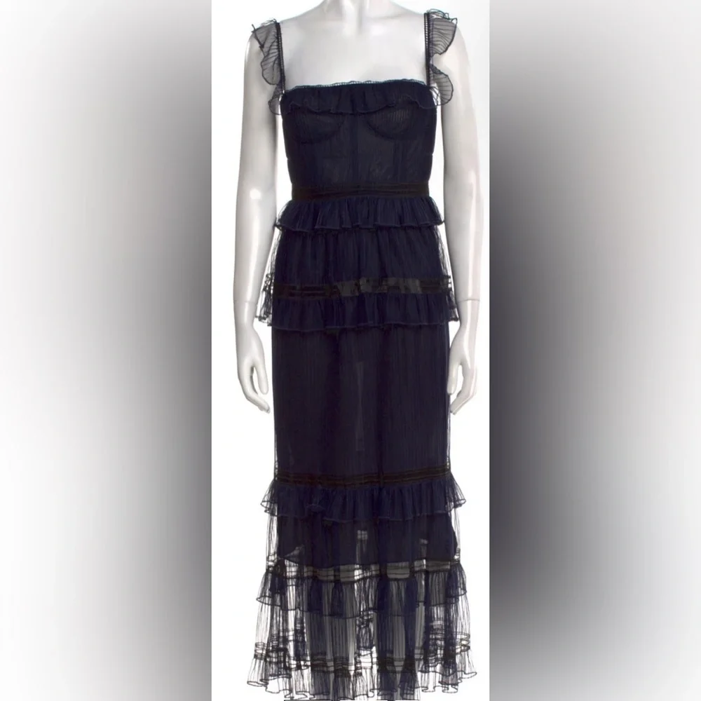 Jonathan Simkhai Black Midi Dress bustier 2 xs - Picture 4 of 8